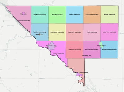 Chippewa County MN townships and subdivisions map