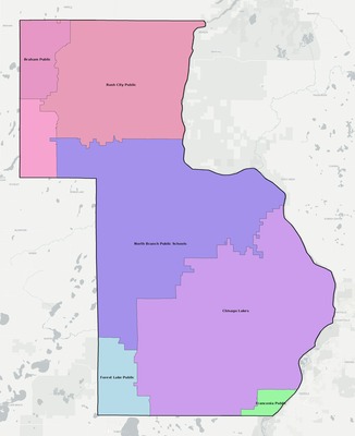 Chisago County MN school district boundaries map