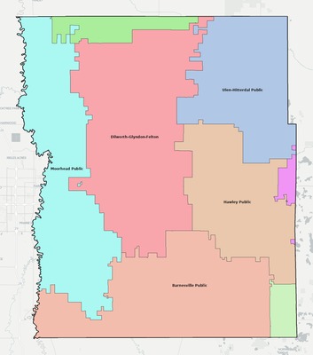 Clay County MN school district boundaries map