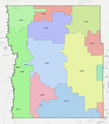 Clay County MN ZIP code boundaries map