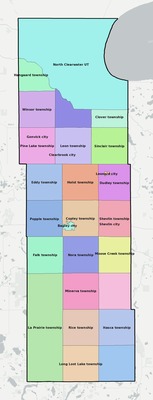 Clearwater County MN townships and subdivisions map