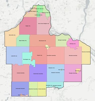 Dakota County MN townships and subdivisions map