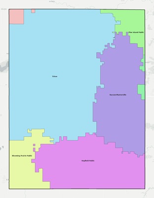 Dodge County MN school district boundaries map