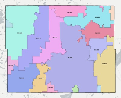 Douglas County MN ZIP code boundaries map