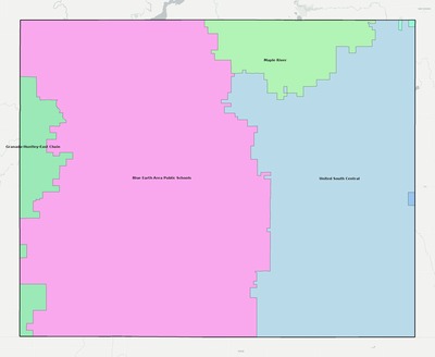Faribault County MN school district boundaries map