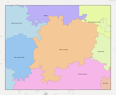 Freeborn County MN school district boundaries map