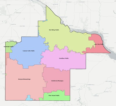 Goodhue County MN school district boundaries map