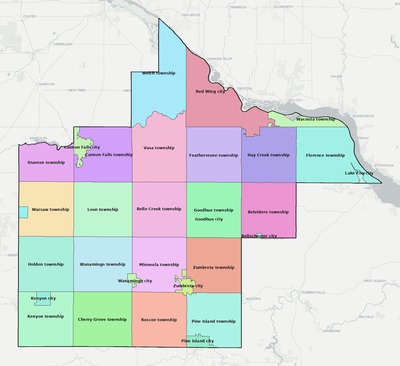 Goodhue County MN townships and subdivisions map