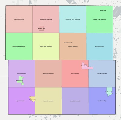 Grant County MN townships and subdivisions map