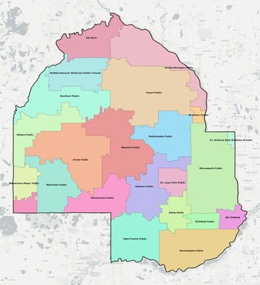 Hennepin County MN school district boundaries map