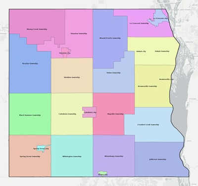 Houston County MN townships and subdivisions map