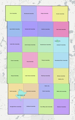 Hubbard County MN townships and subdivisions map
