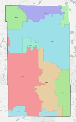 Hubbard County MN ZIP code boundaries map