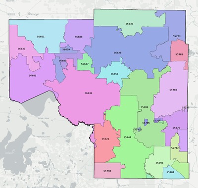 Itasca County MN ZIP code boundaries map