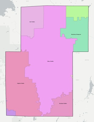 Kanabec County MN school district boundaries map