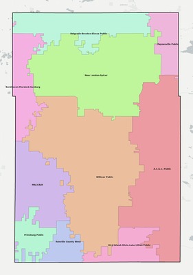 Kandiyohi County MN school district boundaries map