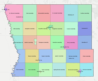 Kittson County MN townships and subdivisions map