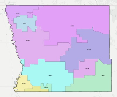Kittson County MN ZIP code boundaries map