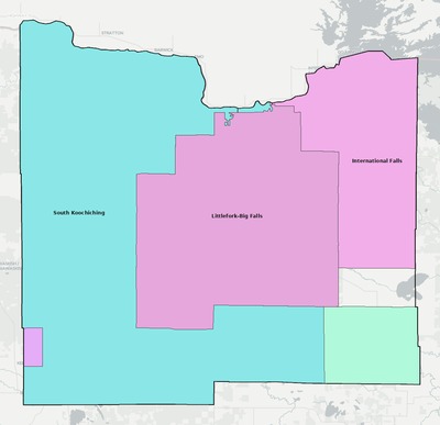 Koochiching County MN school district boundaries map