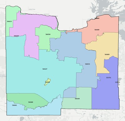 Koochiching County MN ZIP code boundaries map