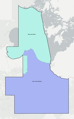 Lake of the Woods County MN school district boundaries map