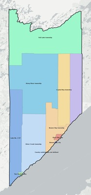 Lake County MN townships and subdivisions map