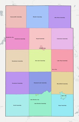 Lincoln County MN townships and subdivisions map