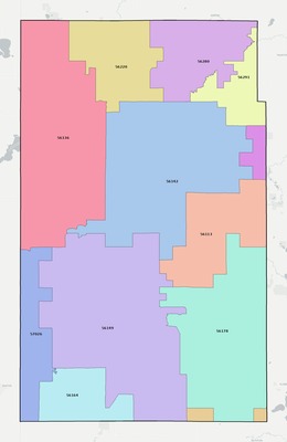 Lincoln County MN ZIP code boundaries map