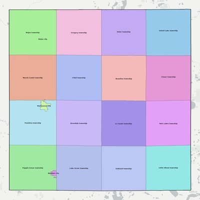 Mahnomen County MN townships and subdivisions map