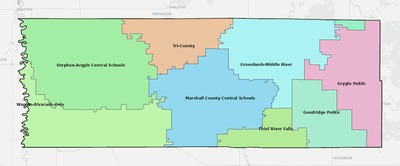 Marshall County MN school district boundaries map