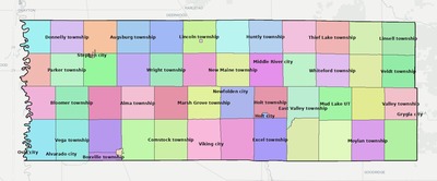 Marshall County MN townships and subdivisions map