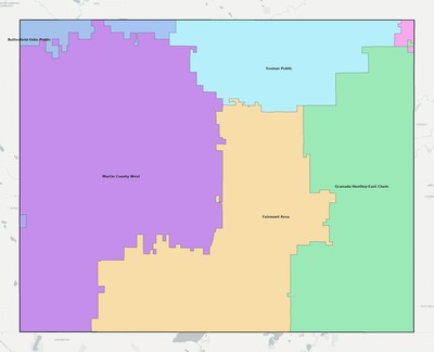 Martin County MN school district boundaries map