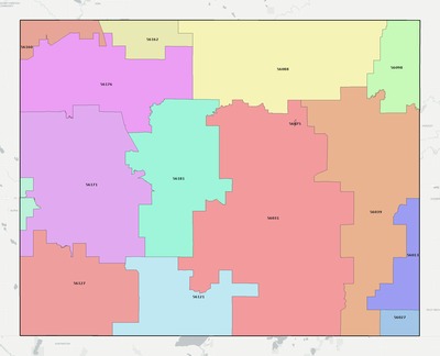 Martin County MN ZIP code boundaries map