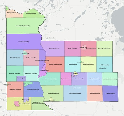 Morrison County MN townships and subdivisions map