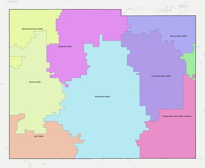 Mower County MN school district boundaries map