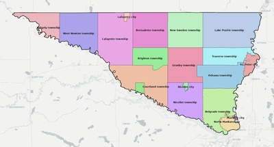 Nicollet County MN townships and subdivisions map