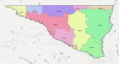 Nicollet County MN ZIP code boundaries map