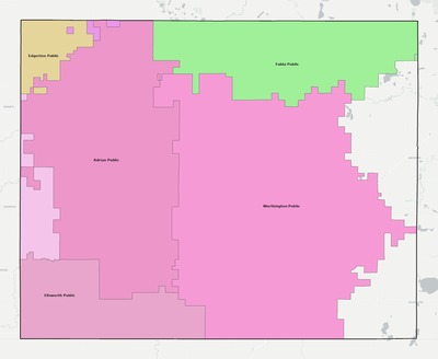 Nobles County MN school district boundaries map