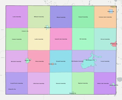 Nobles County MN townships and subdivisions map