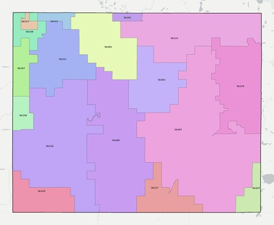 Nobles County MN ZIP code boundaries map