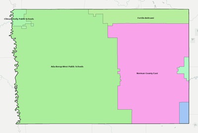Norman County MN school district boundaries map