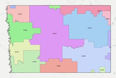 Norman County MN ZIP code boundaries map