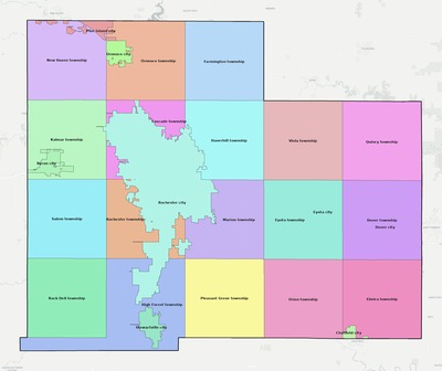 Olmsted County MN townships and subdivisions map