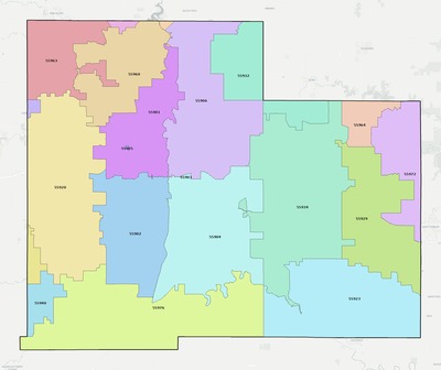 Olmsted County MN ZIP code boundaries map