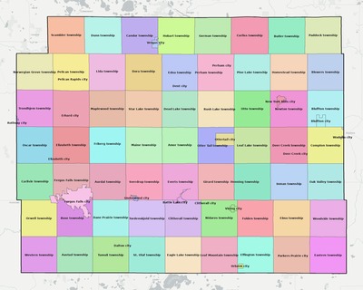 Otter Tail County MN townships and subdivisions map