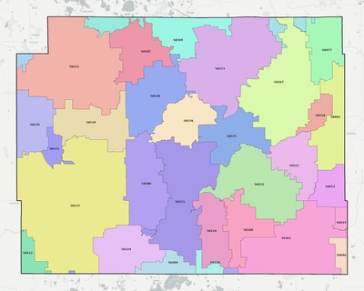 Otter Tail County MN ZIP code boundaries map