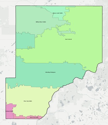 Pine County MN school district boundaries map