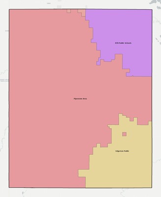 Pipestone County MN school district boundaries map