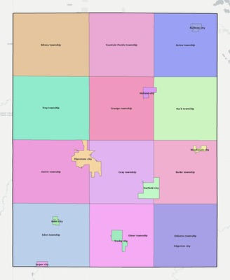 Pipestone County MN townships and subdivisions map