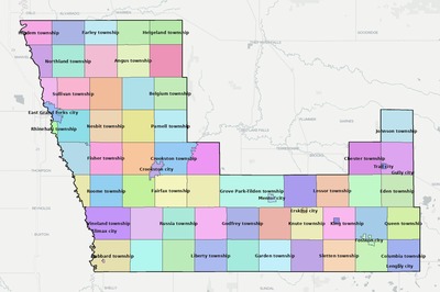 Polk County MN townships and subdivisions map